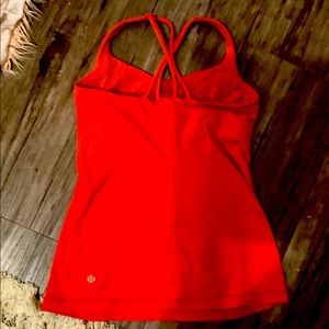 Red lululemon yoga shirt